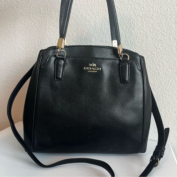 COACH Black Leather Prairie Minetta Swagger Satchel Tote Crossbody Bag 34663 - Picture 1 of 12